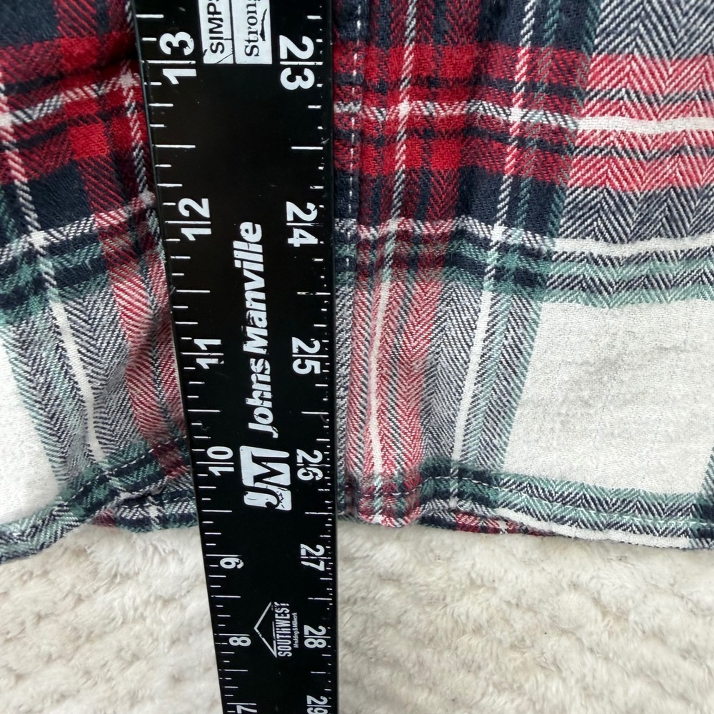 Lucky Brand Flannel Shirt Mens L Red White Plaid Saturday Stretch Long Sleeve - Picture 5 of 9